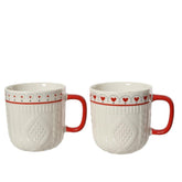Kitchen Goods Porcelain Mug with Embossed Pattern 9.3cm - White/Red (2 Assorted)